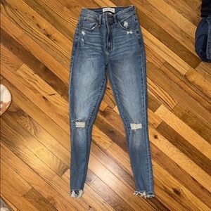 Abercrombie & Fitch Blue Distressed Skinny Jeans Curve Love size 24